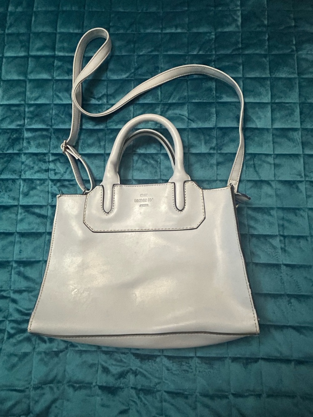 London Fog Light Gray Satchel with Detachable Strap